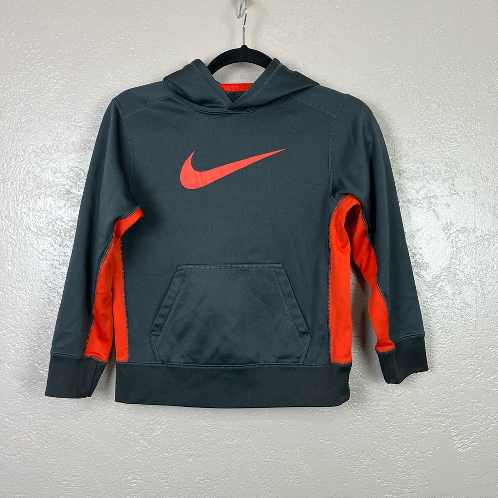 Nike‎ THERMA-FIT long sleeve gray orange hoodie sweatshirt size M